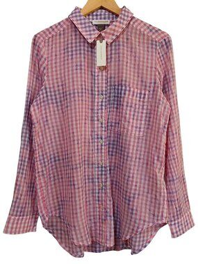 Pilcro Anthropologie NWT Cate Tie Dye Gingham Checkered Classic Buttondown Top M